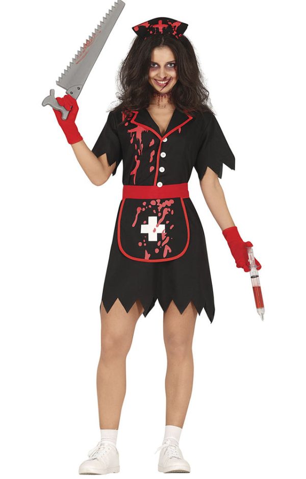 Black Zombie Nurse Schwestern Kostüm für Damen Discount